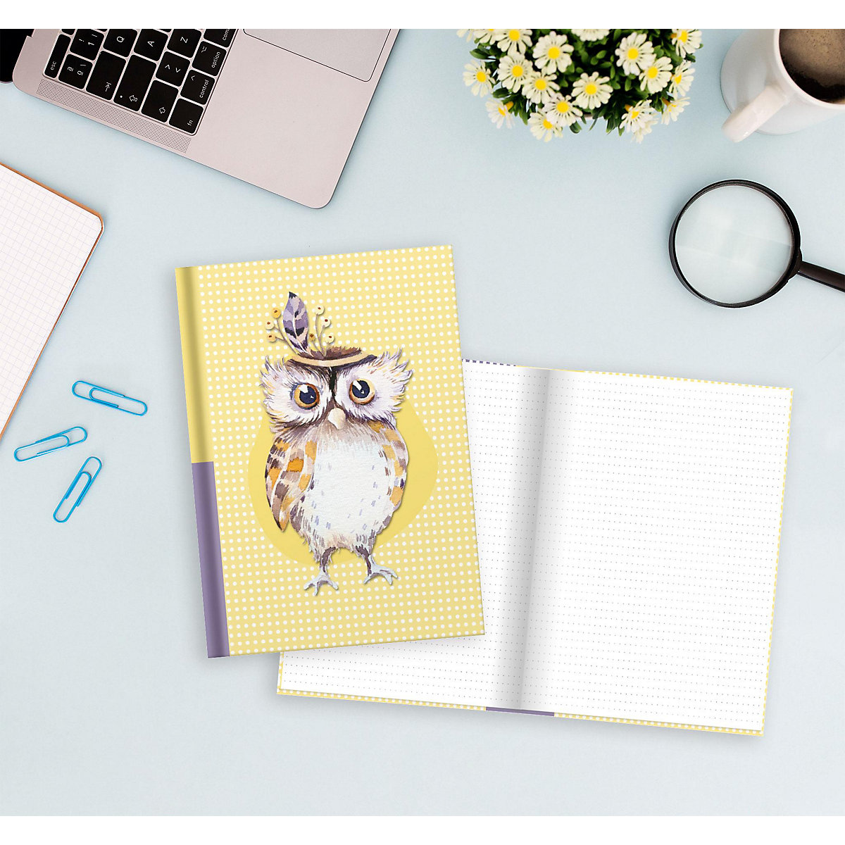 Notizbuch Eule, dotted, DIN A5, 96 Blatt