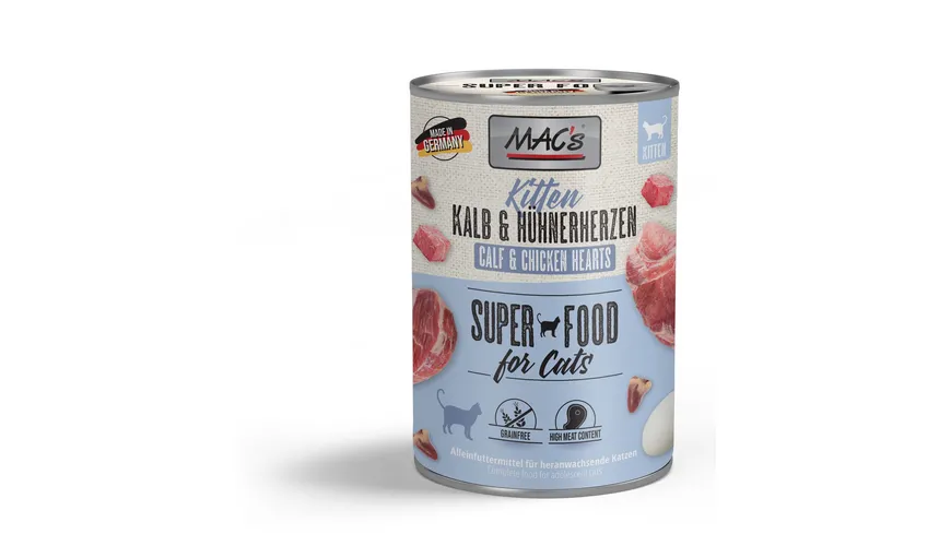 MAC's CAT Katzennassfutter Kitten Kalb & Hühnerherzen 400 g