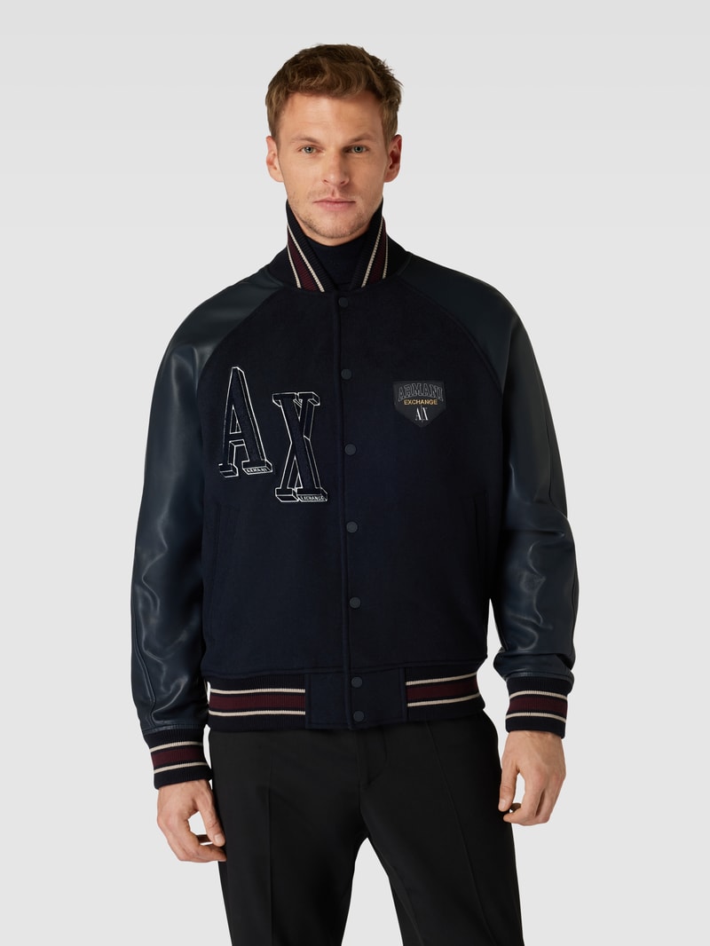 College-Jacke mit Label-Print in dunkelblau