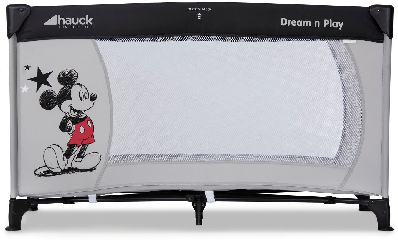 Hauck Baby-Reisebett Dream N Play - Mickey Stars, inkl. Transporttasche