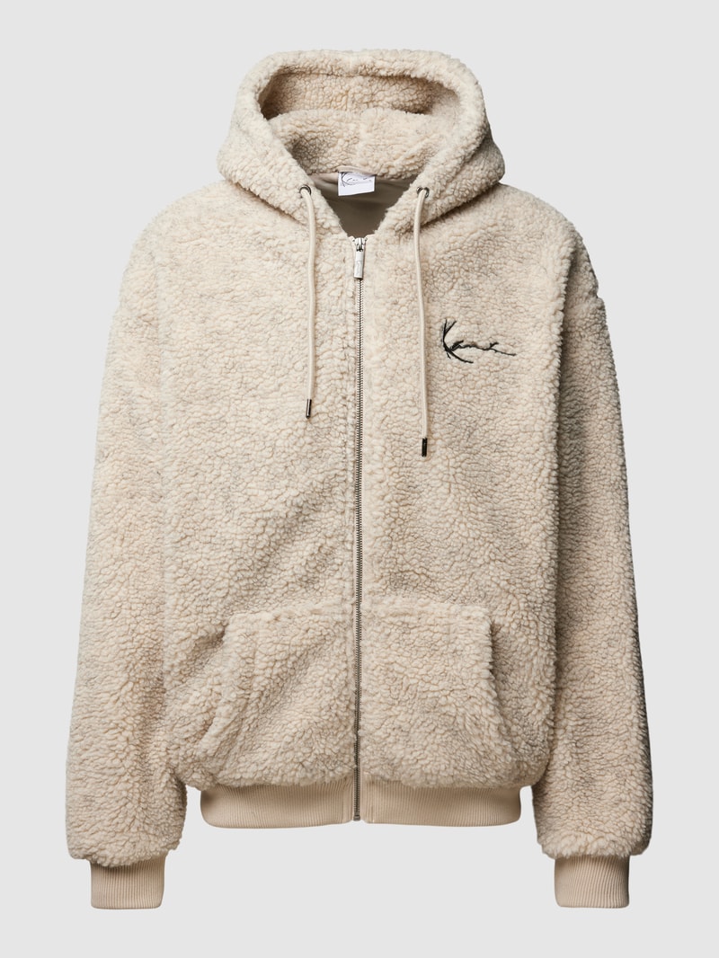 Sweatjacke mit Logo-Detail Modell 'Metal Signature' in beige