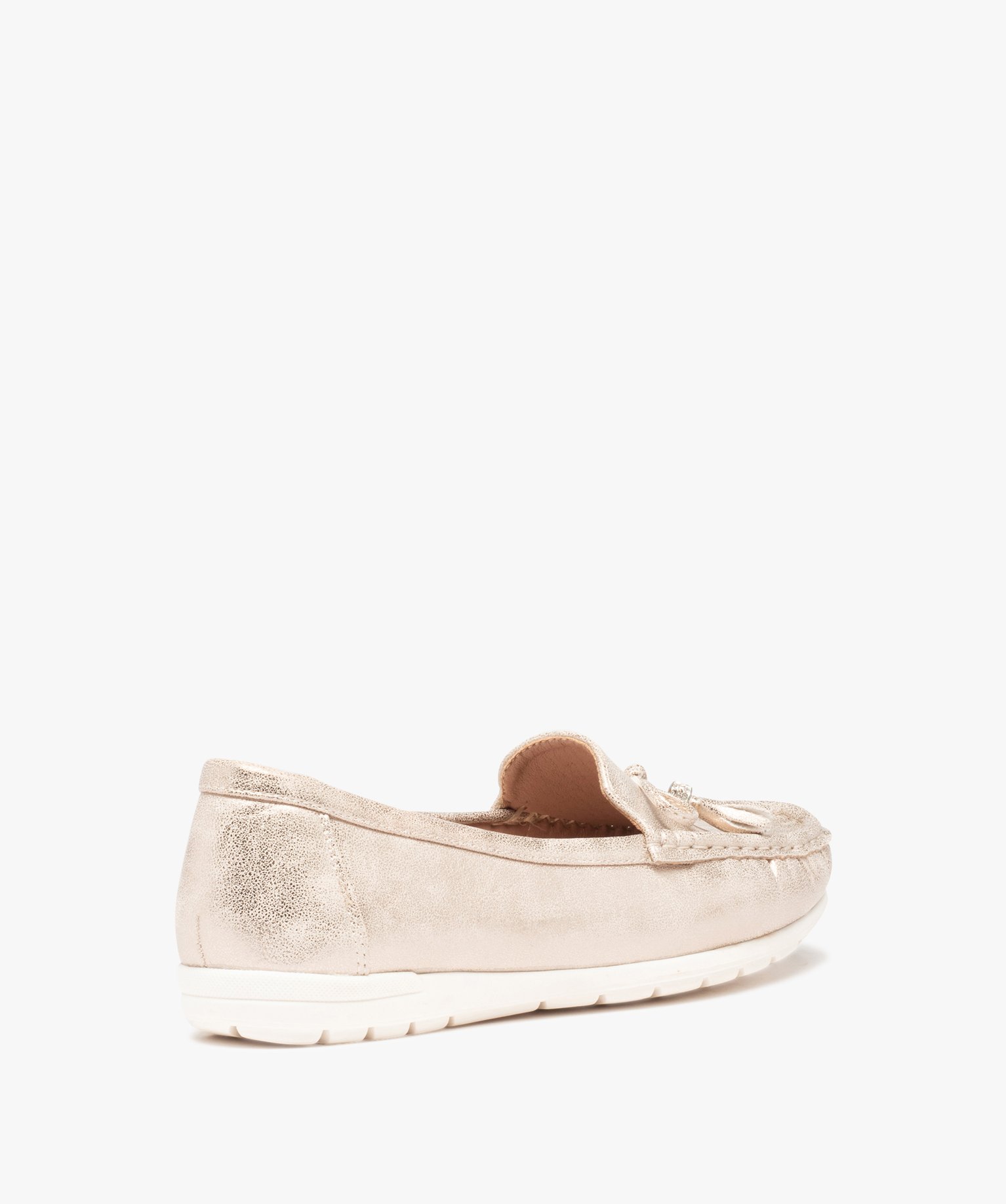 Mocassins femme dessus souple et uni à détails strass or | GEMO