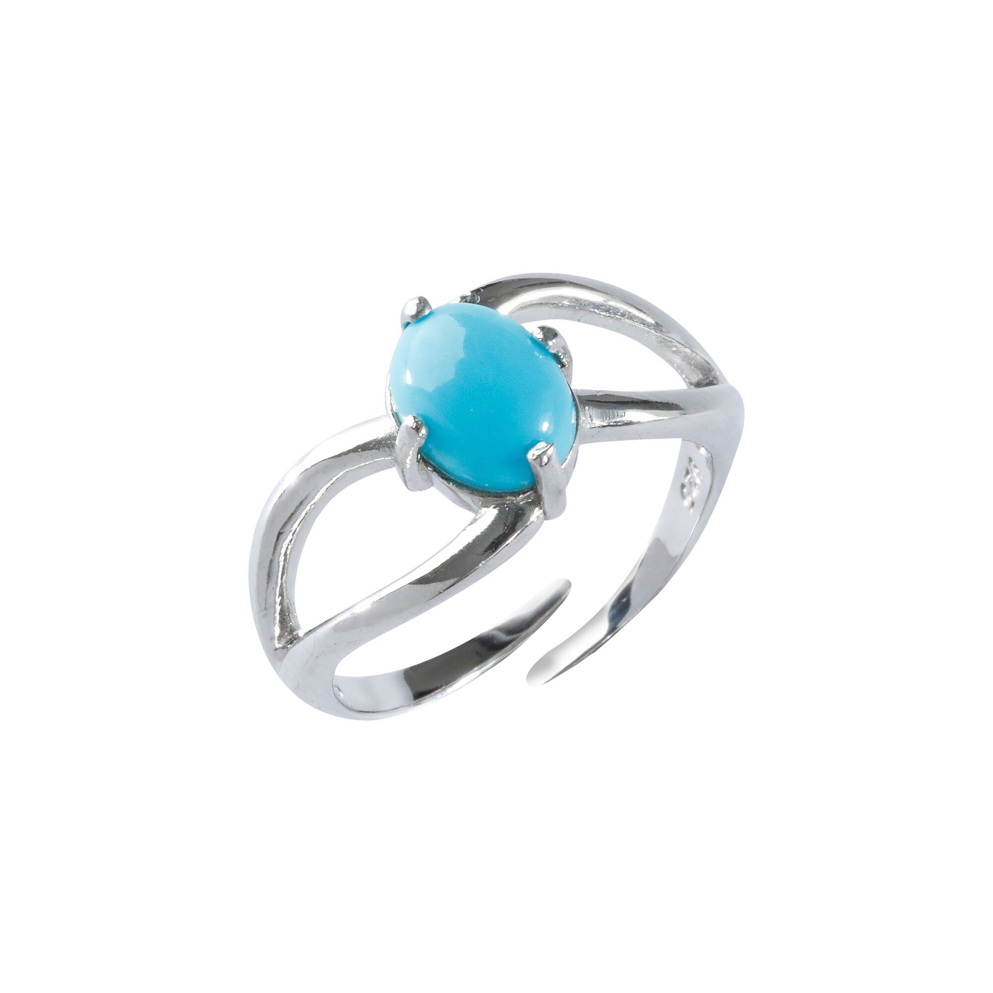 Bague ajustable argent pierre turquoise ovale