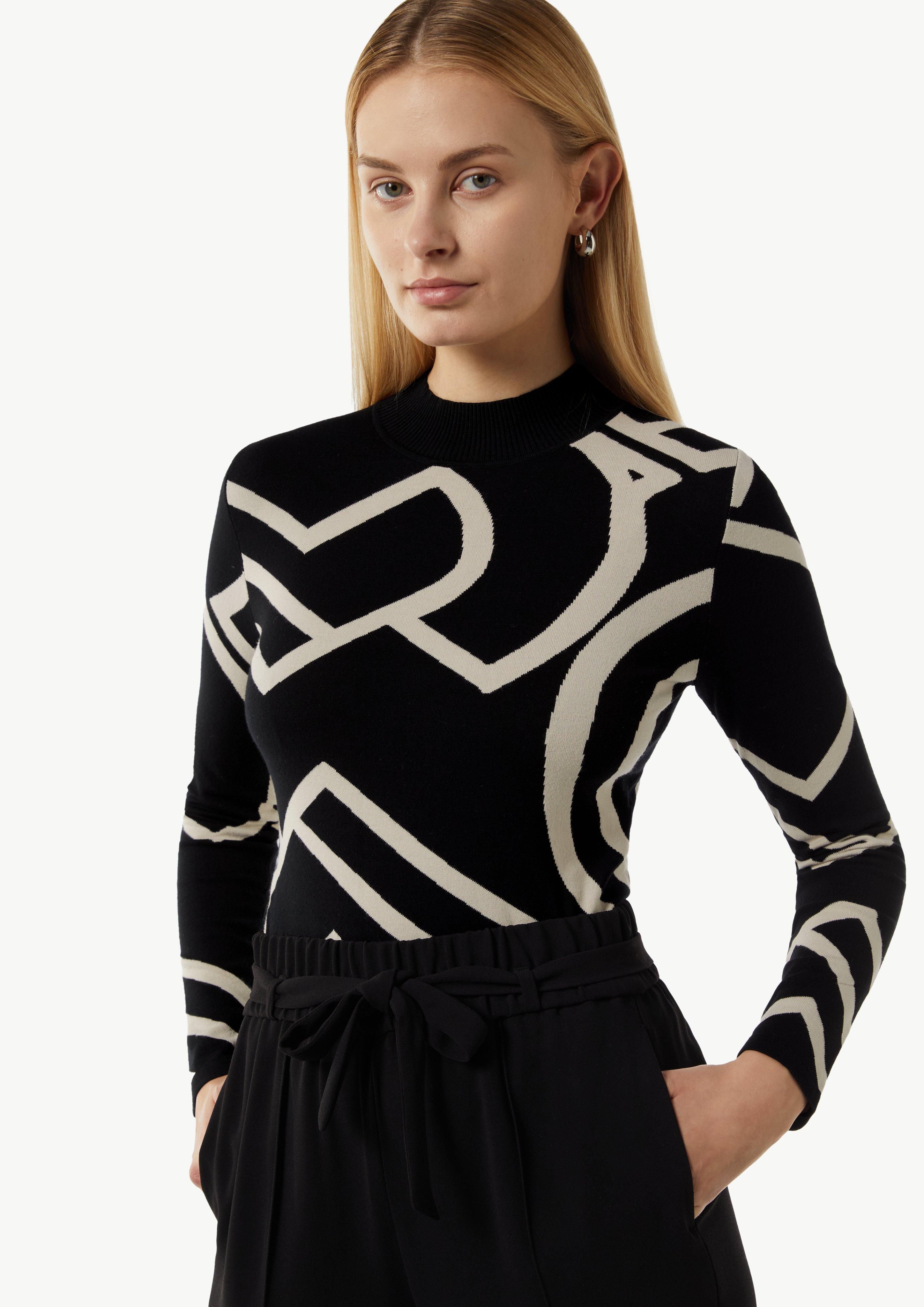 Strickpullover mit Logo-Design - schwarz