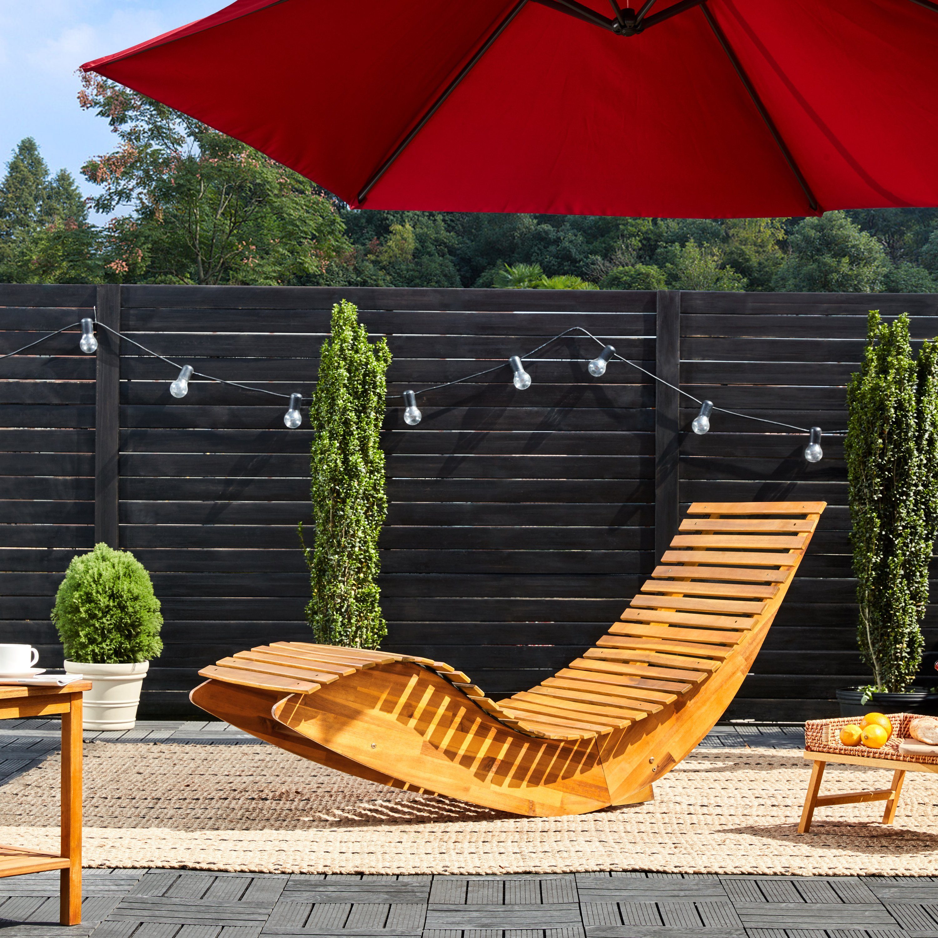 Casaria Gartenliege Braun, 2 St., Holz Wetterfest Ergonomisch Schaukelfunktion FSC®-zertifiziert Akazie