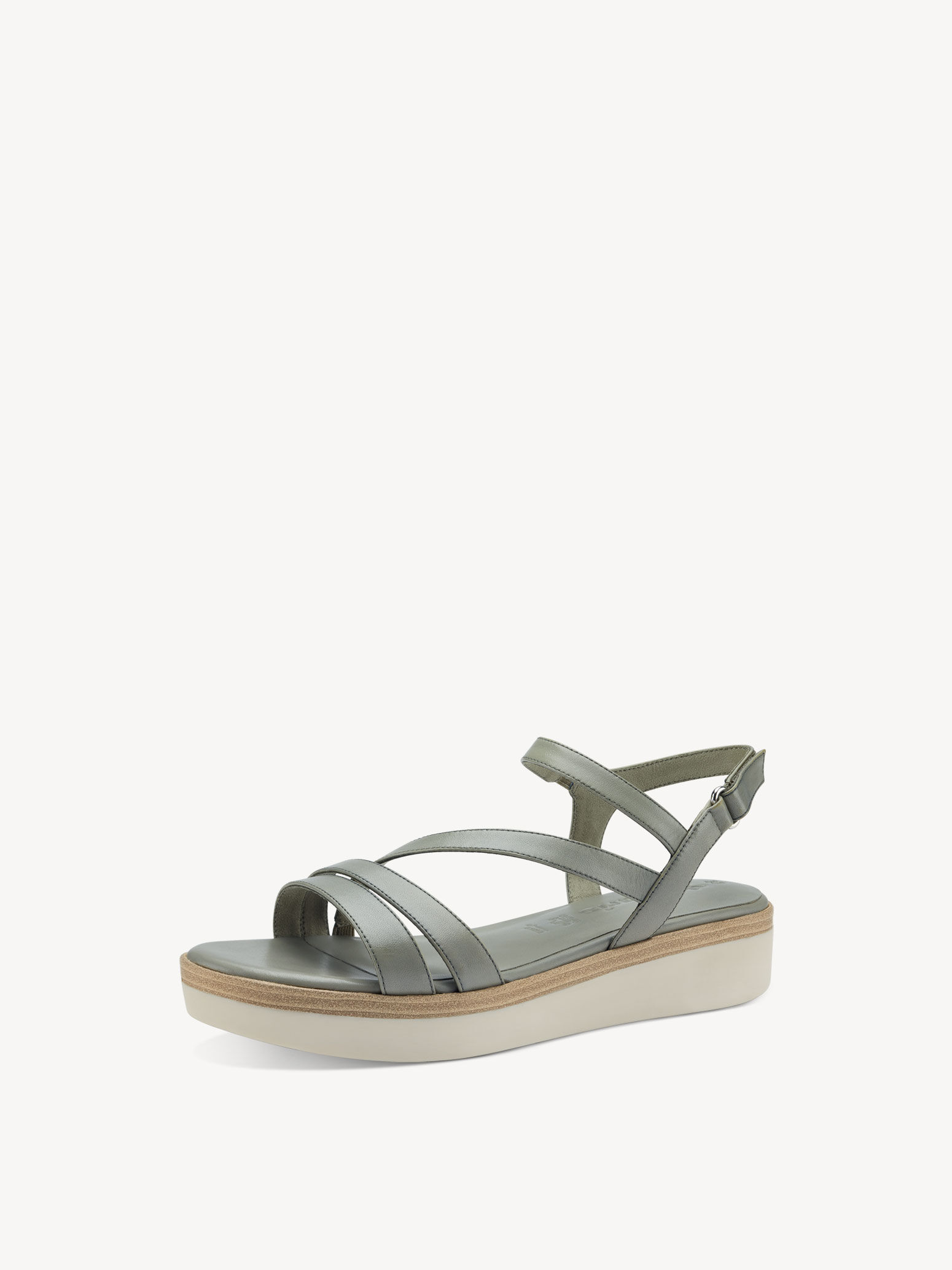 Sandale à talon en cuir - vert