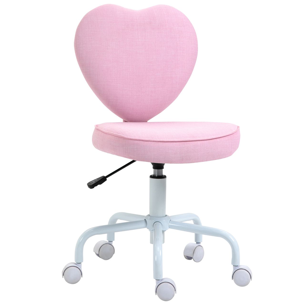 HOMCOM Stuhl Chefsessel Drehstuhl Computerstuhl Polsterung Rosa Leinenstoff 40 x 50 x 79-89 cm
