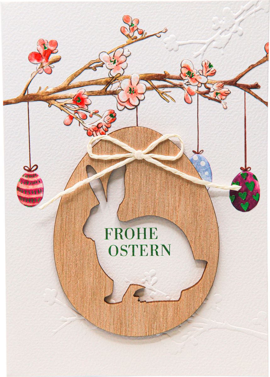 Grußkarte Ostern Holz Anhänger, 1 St