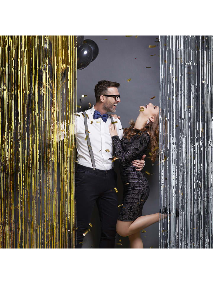 relaxdays 2er Set Partyvorhänge in Gold - (L)250 x (B)100 cm günstig kaufen onesize