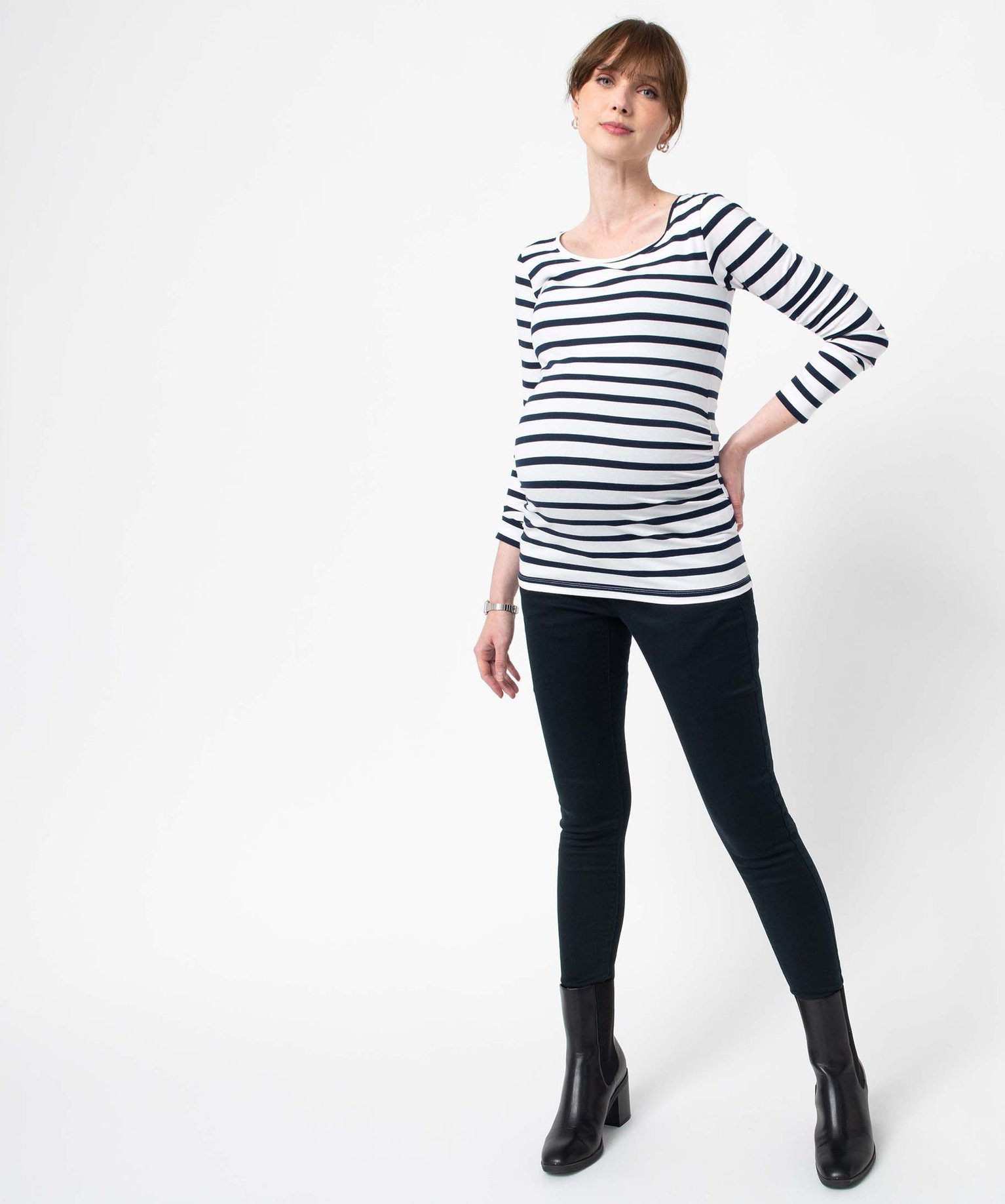 Tee-shirt de grossesse rayé à manches longues raye | GEMO