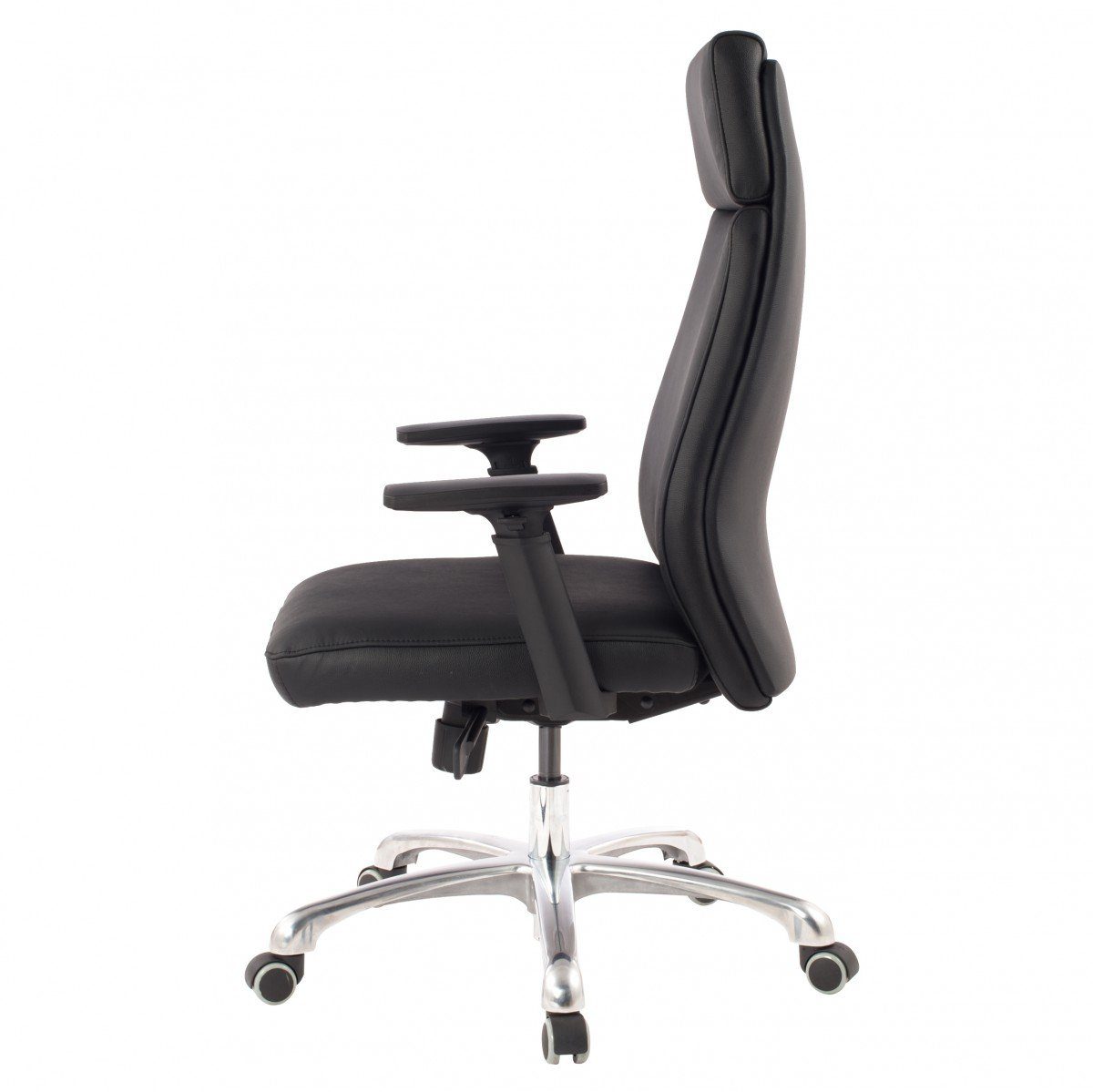 Amstyle Chefsessel SPM1.800 (Echtleder Schwarz Bürostuhl Ergonomisch Kopfstütze), Schreibtischstuhl Drehbar, Drehstuhl Wippfunktion