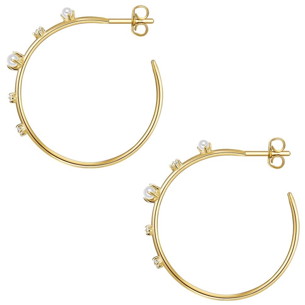 Glanzstücke München Créoles en argent Argent sterling Oxyde de zirconium (CZ) Perle de culture d'eau  Boucles d'oreilles