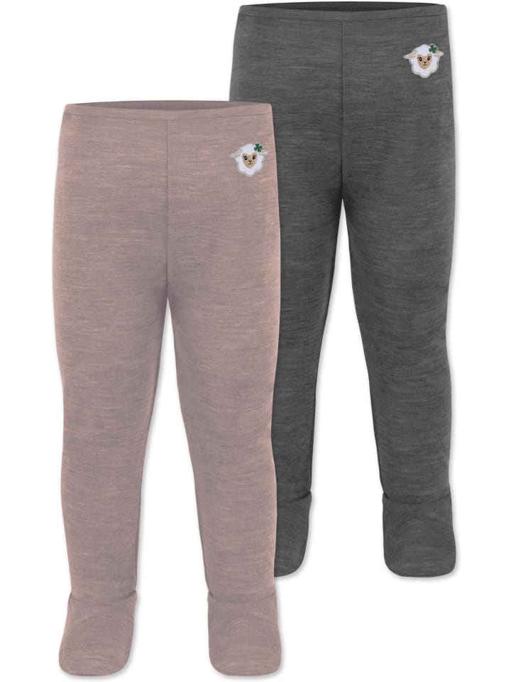 Normani Outdoor Sports 2er Pack Baby Merino Unterhose mit Füßen in Anthrazit/Rosa günstig kaufen