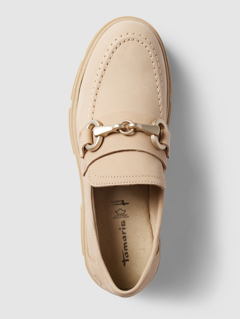 Penny-Loafer mit Absatz in beige
