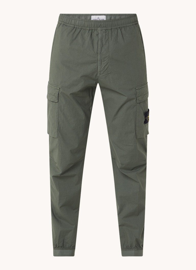 Pantaloni cargo conici Stone Island 31303 cu cizme din piele