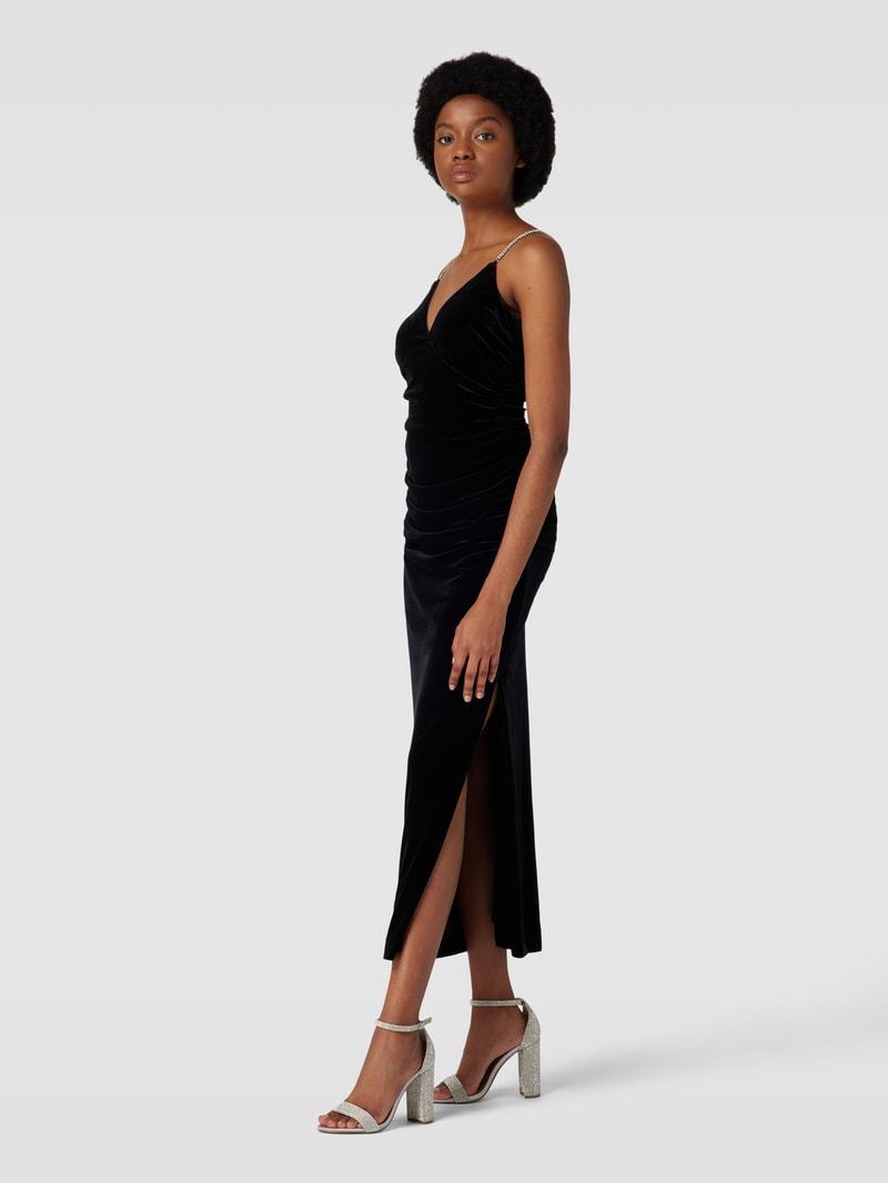 Abendkleid mit V-Ausschnitt in schwarz