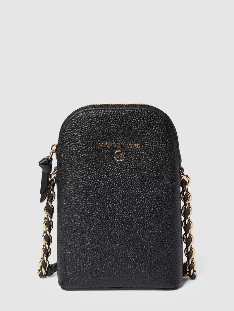 Crossbody Bag mit Label-Applikation Modell 'JET SET CHARM' in schwarz