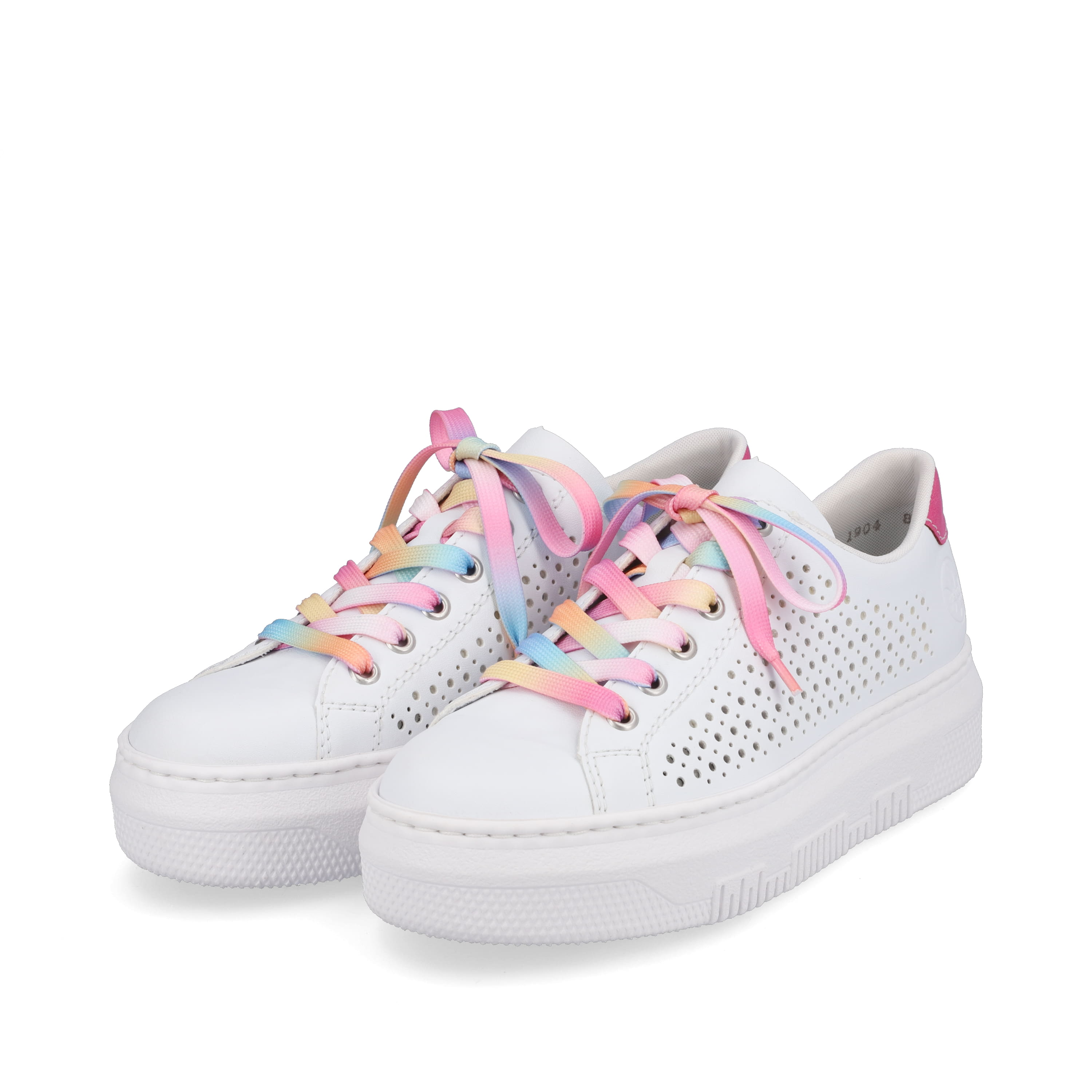Rieker Damen Sneaker Low cremeweiß-flamigorosa