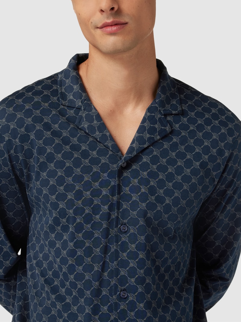 Pyjama mit Allover-Muster in dunkelblau
