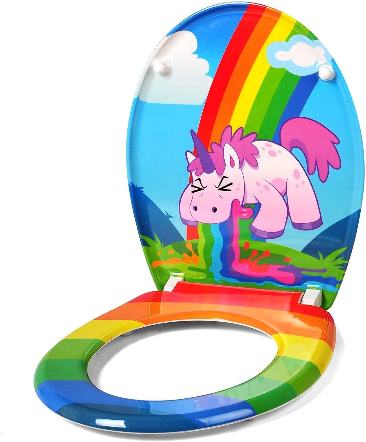 EUGAD WC-Sitz (1-St), mit Absenkautomatik Einhorn, aus Duroplast Oval