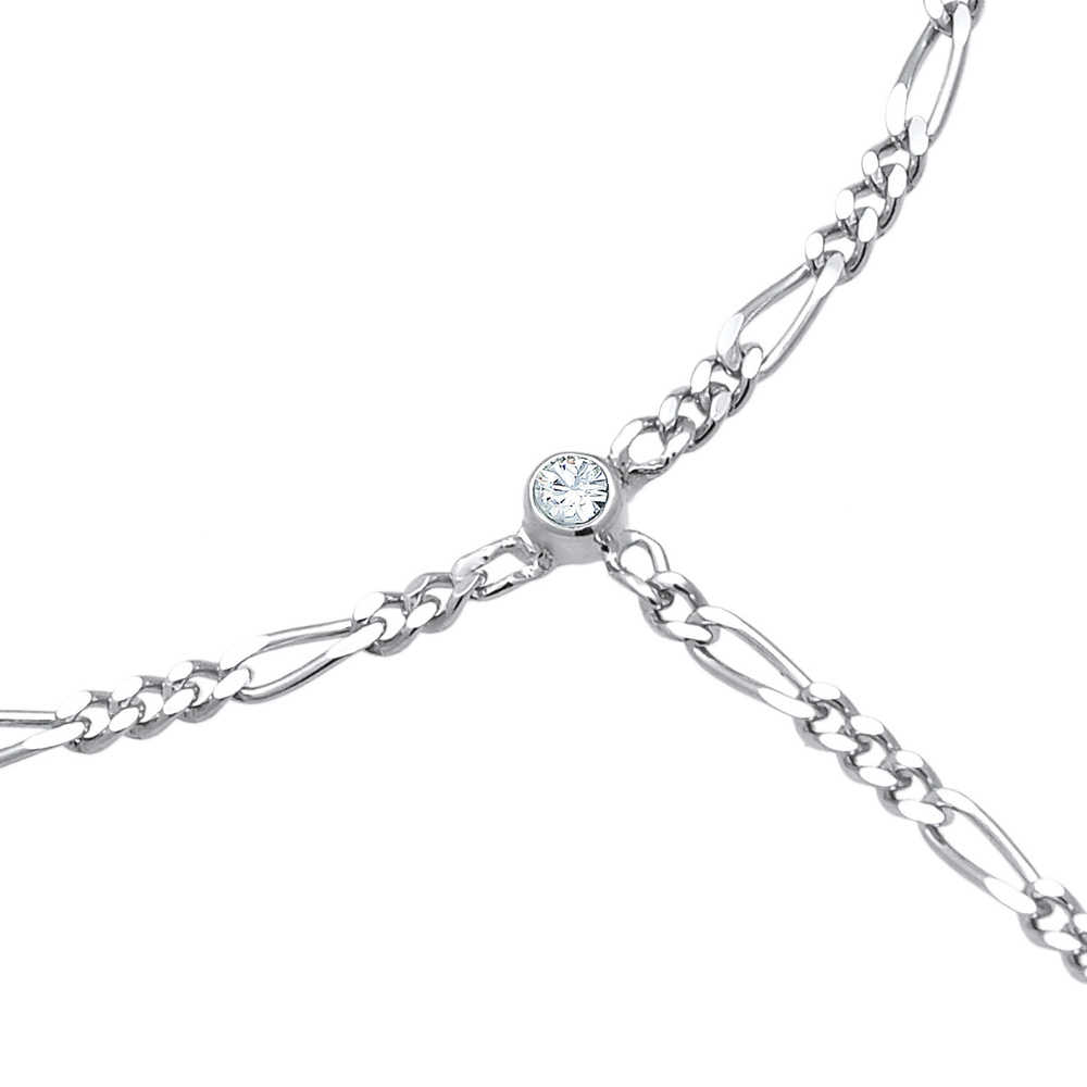 Elli Elli Bracelet Femmes chaîne à main Figaro avec cristaux en argent sterling 925 Bracelet