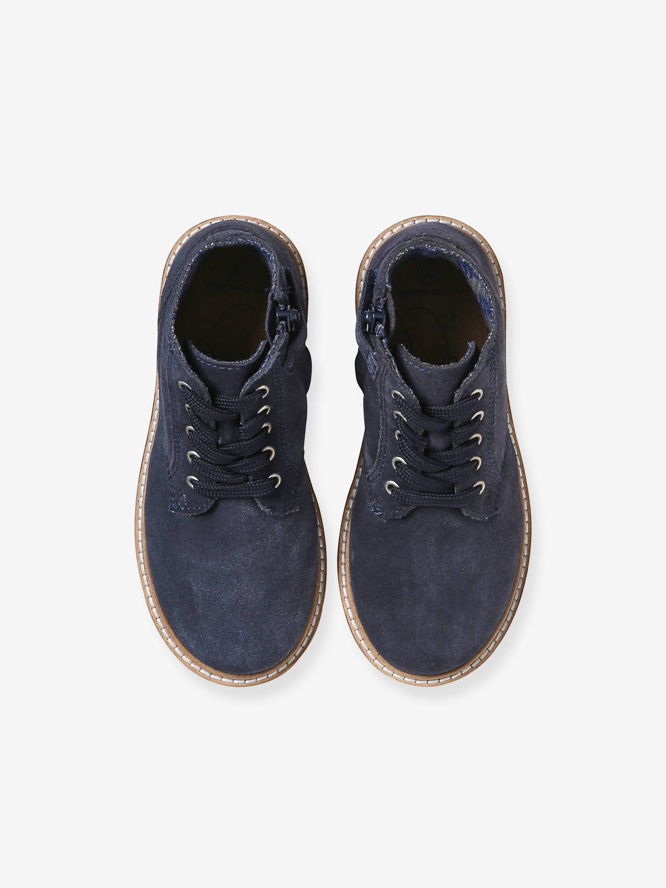Boots lacées et zippées en cuir enfant collection maternelle marine