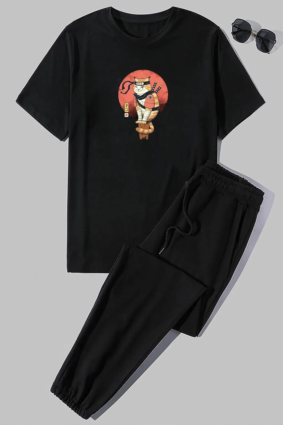 uyguntarz  Zweiteiliges Unisex-Trainingsanzugset mit Shinobi-Aufdruck