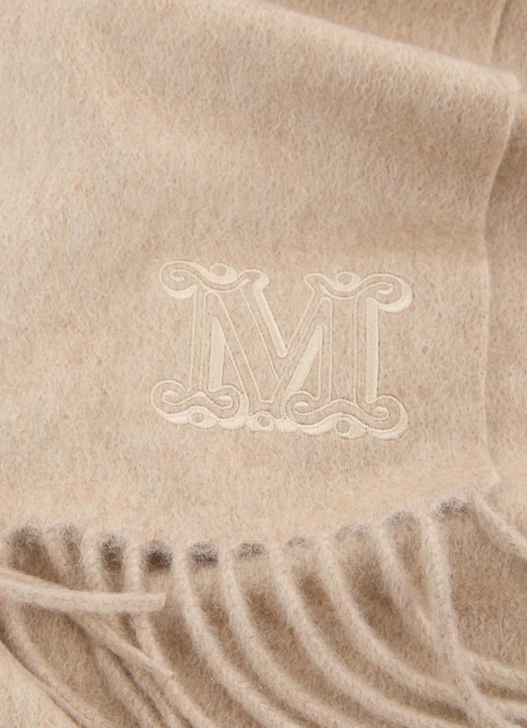 Eșarfă MaxMara Dalia din cașmir tricotat fin cu logo imprimat, 190 x 30 cm