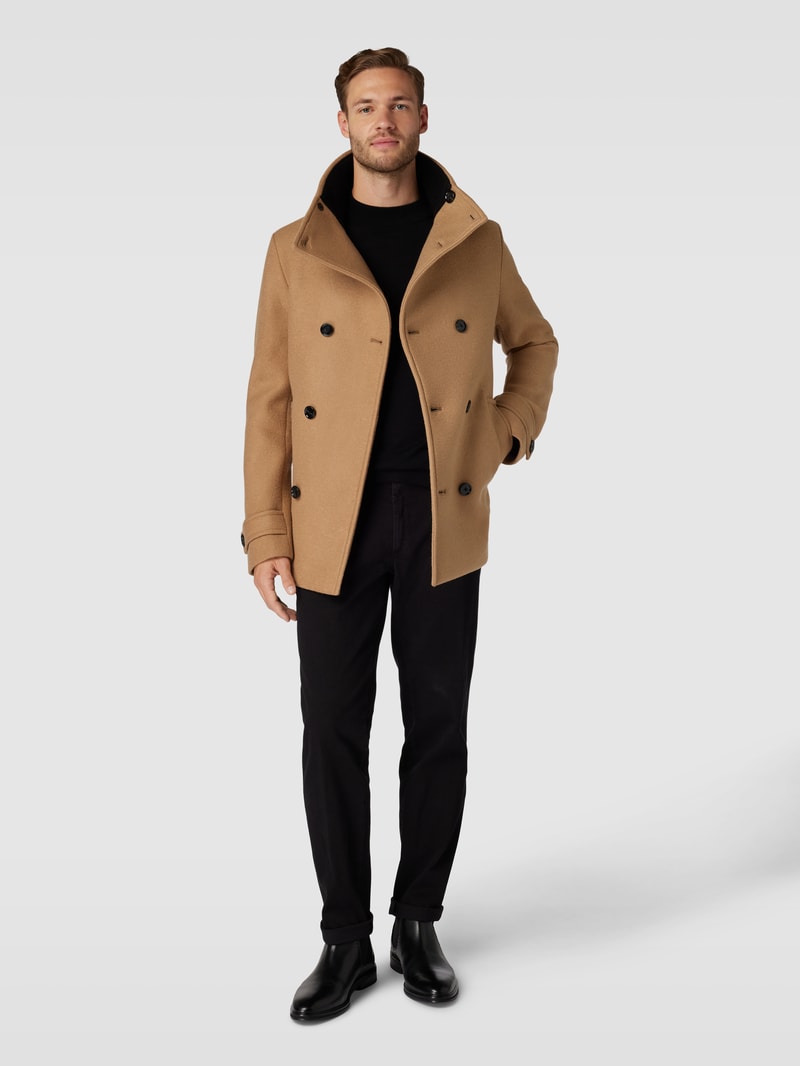 Jacke mit Stehkragen und Ärmelriegeln Modell 'ORATA' in beige