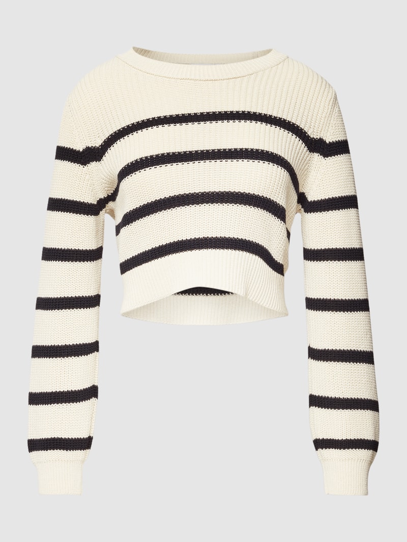 Cropped Umstands-Pullover in Strick-Optik Modell 'PIXIE' in offwhite
