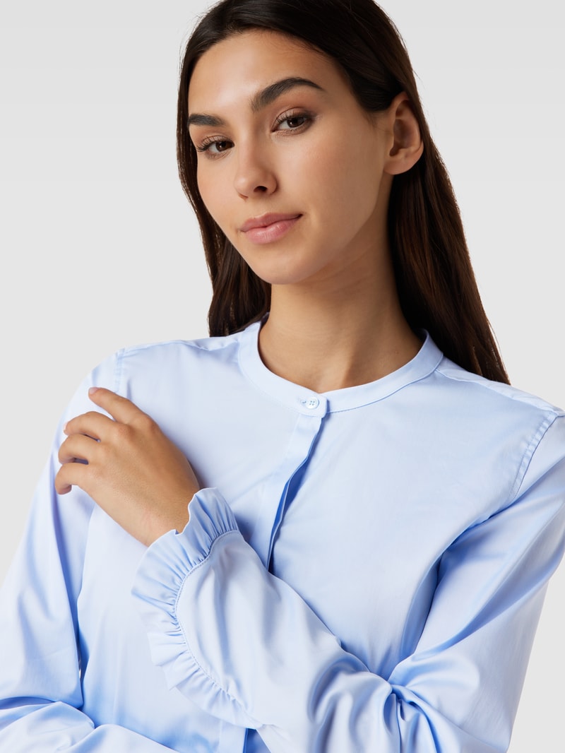 Bluse mit Maokragen Modell 'Mattie' in hellblau