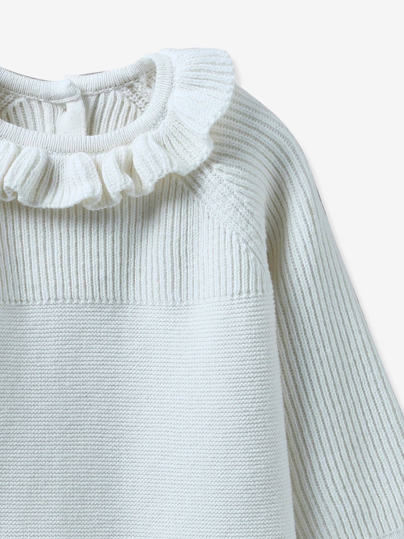 Cyrillus Baby Strickjacke mit Kragen CYRILLUS - wollweiß