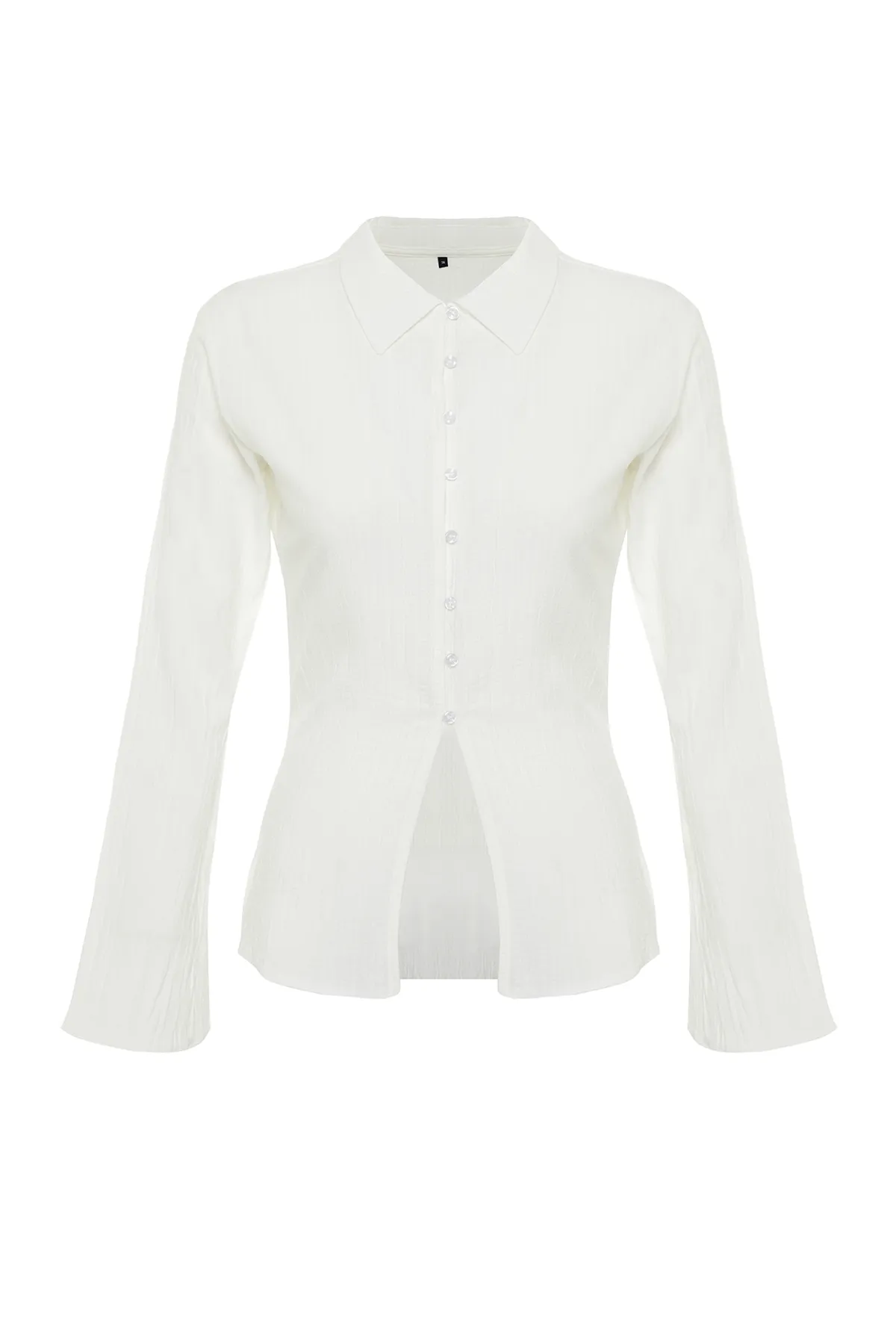 Trendyol Collection  Ecru gewebtes Hemd - Taillierte Taille, tailliert, Modell TWOSS24GO00002