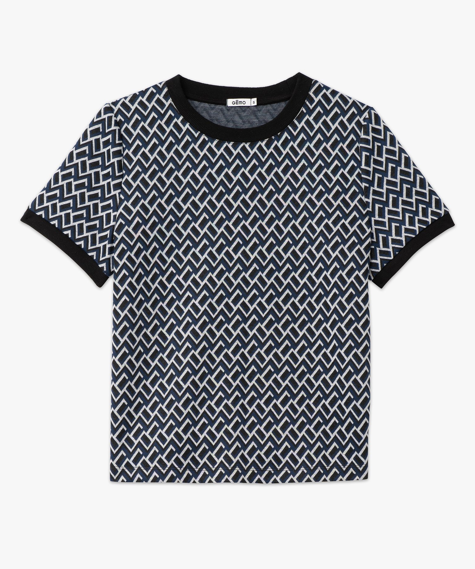 Tee-shirt à manches courtes imprimé femme bleu | GEMO