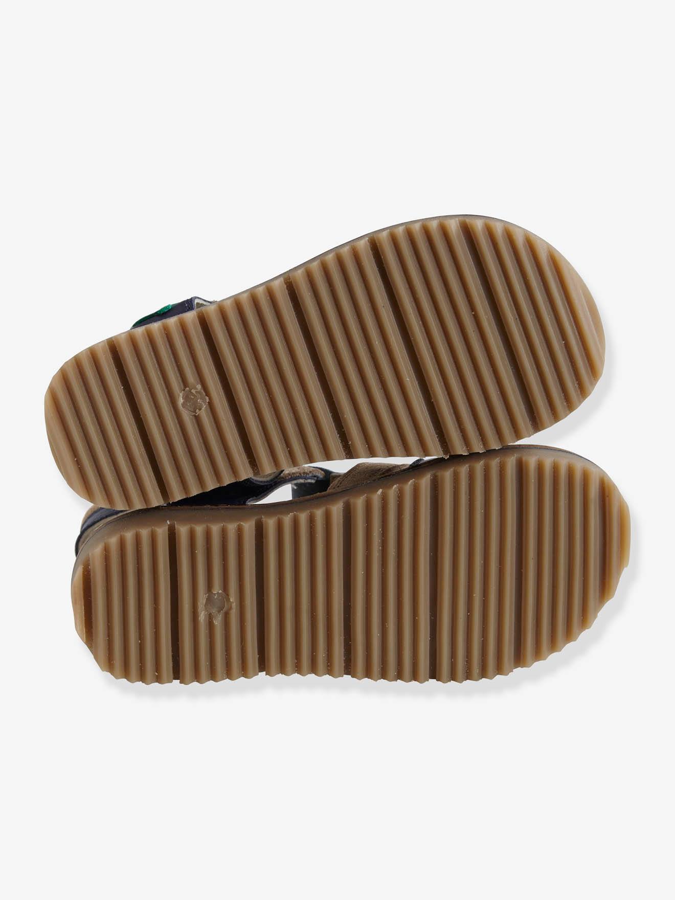 Sandales scratchées garçon en cuir sable