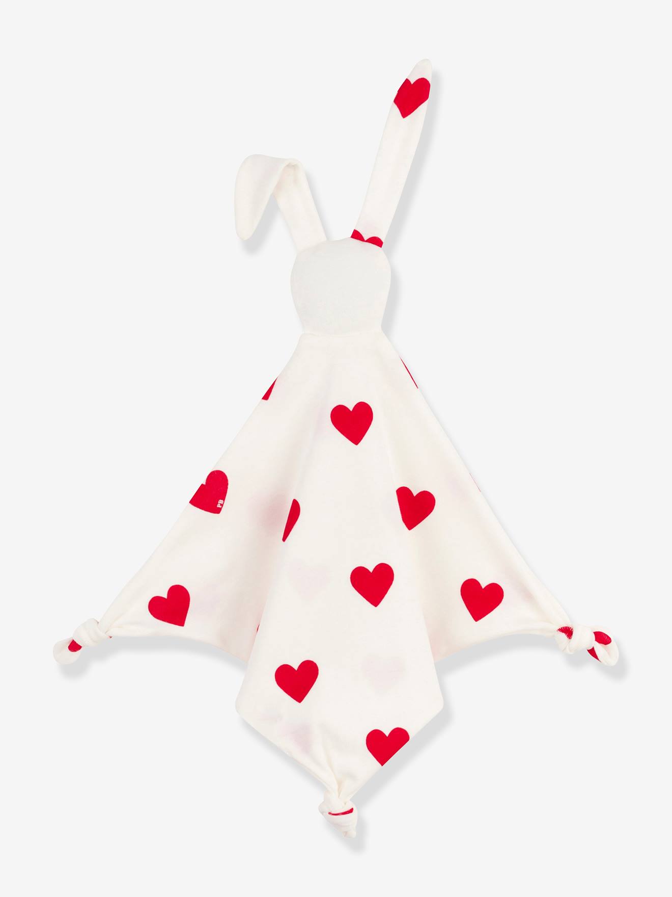 Doudou coeur en coton PETIT BATEAU blanc imprimé