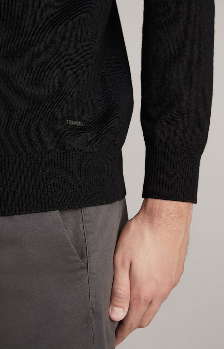 Merinwoll-Strickjacke Davis in Schwarz