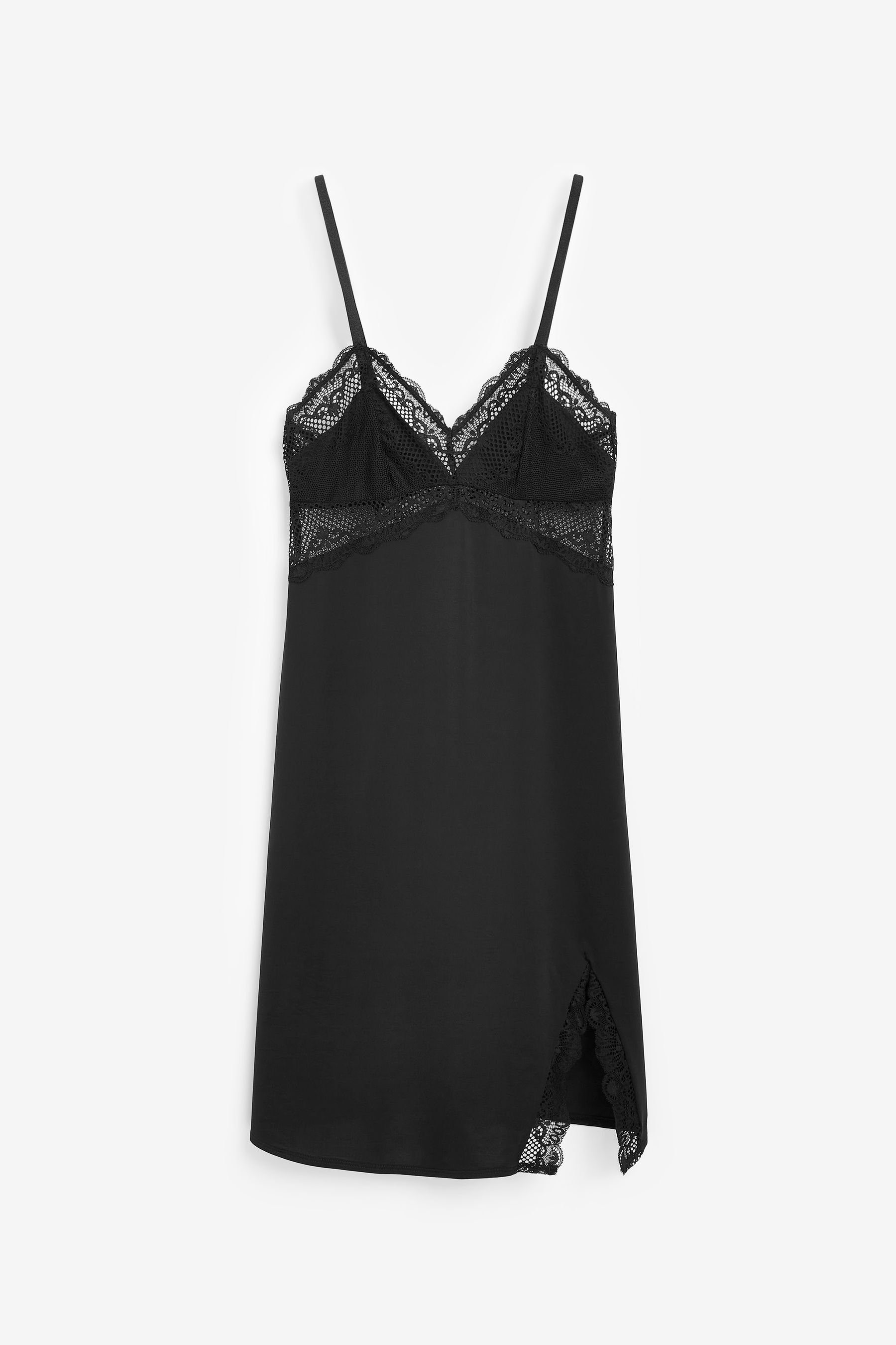 Next Unterkleid Langes Negligé aus Mikrofaser und Spitze (1-tlg)
