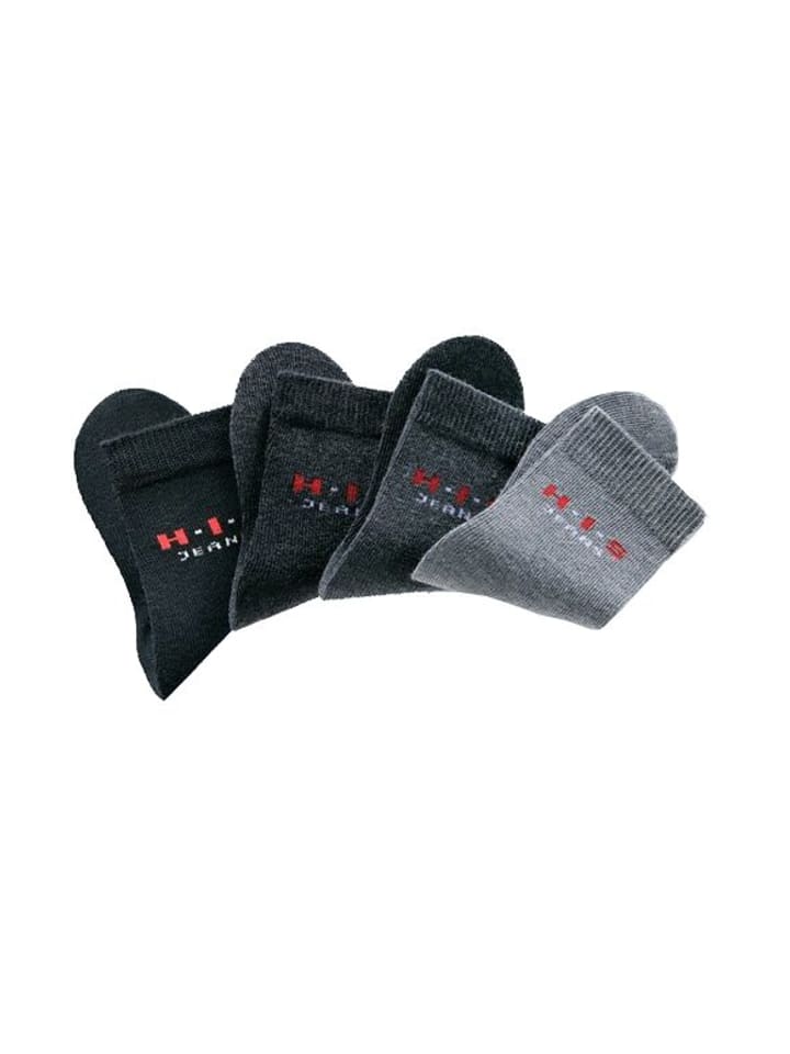 H.I.S Basicsocken in schwarz, anthrazit, grau, mittelgrau günstig kaufen 19-22