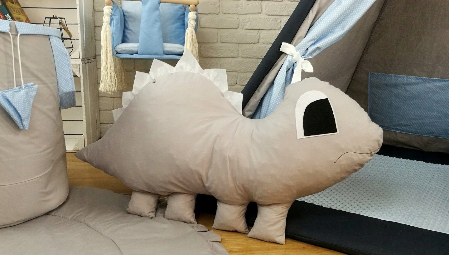 Pamek Tipi-Zelt DINO - Tipi SET mit 4 Kuscheltiere, DINOSAURIEN ZELT, Personen: 2 (7 tlg), Sehr schönes Design.