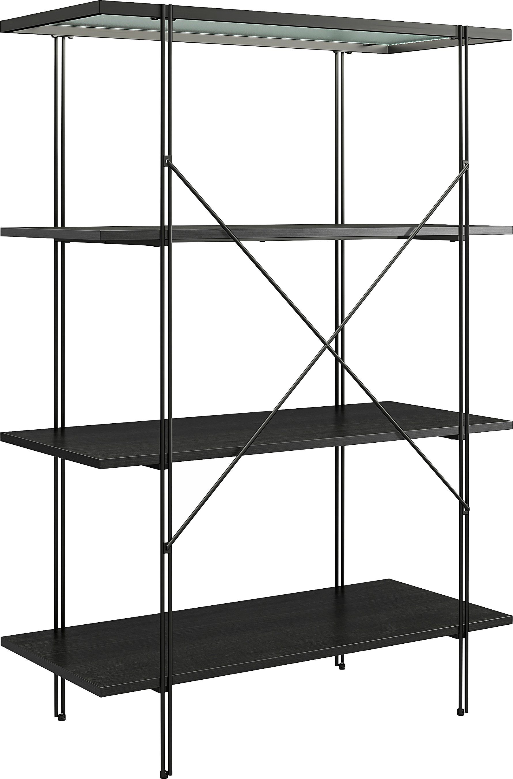 Dorel Home Aktenregal Wainwright, 1-tlg., Oberboden aus Glas, Breite 79,5 cm, Höhe 117 cm, Metallregal