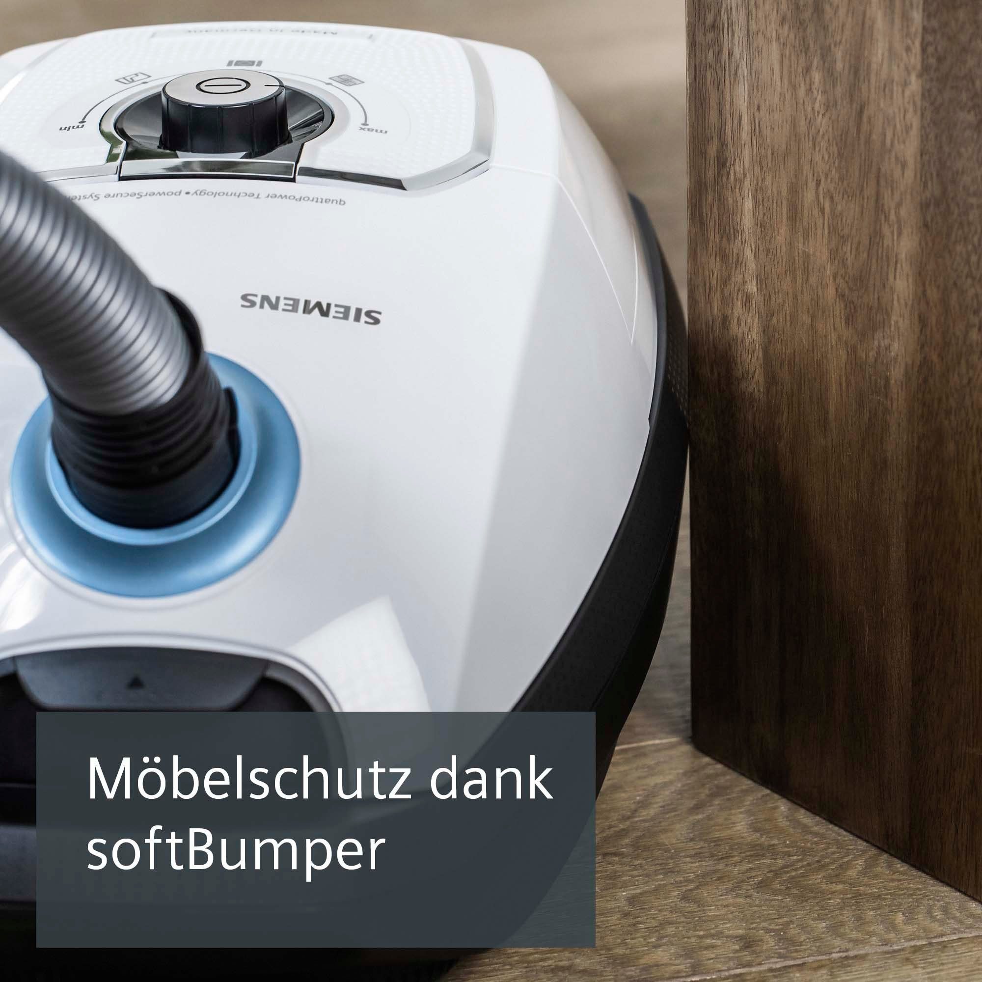 SIEMENS Bodenstaubsauger VSZ7442S, 650 W, mit Beutel, besonders leise, inkl. Hartbodendüse, Fugendüse und XXL-Polsterdüse