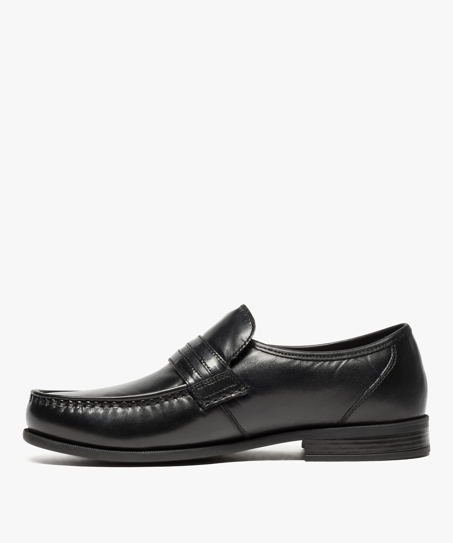 Mocassins homme unis dessus et intérieur cuir noir | GEMO
