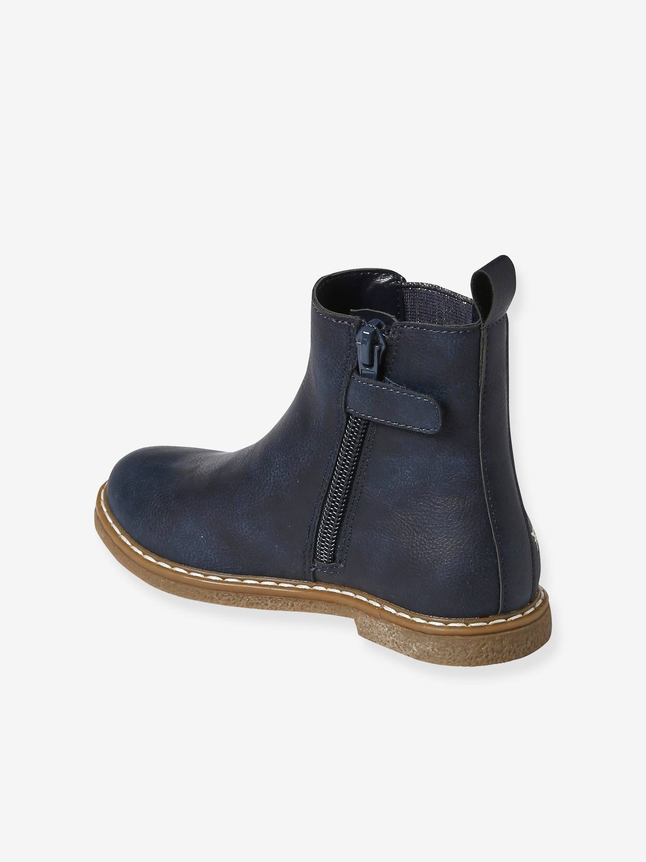 Boots élastiquées et zippées fille collection maternelle bleu