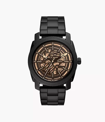 Fossil Uhr Machine Automatikwerk Edelstahl schwarz