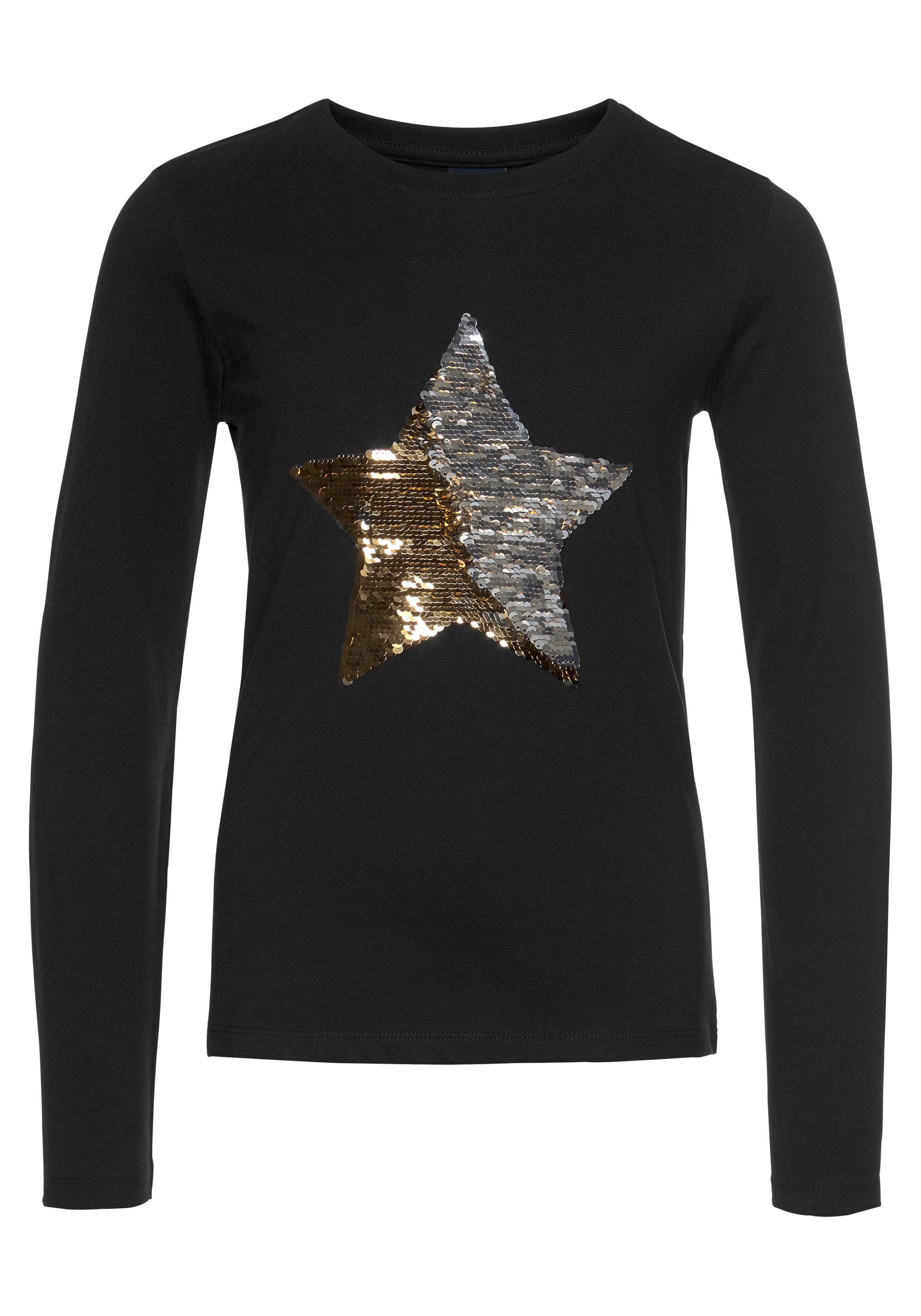 KIDSWORLD Langarmshirt STERN mit Wendepailletten-Stern