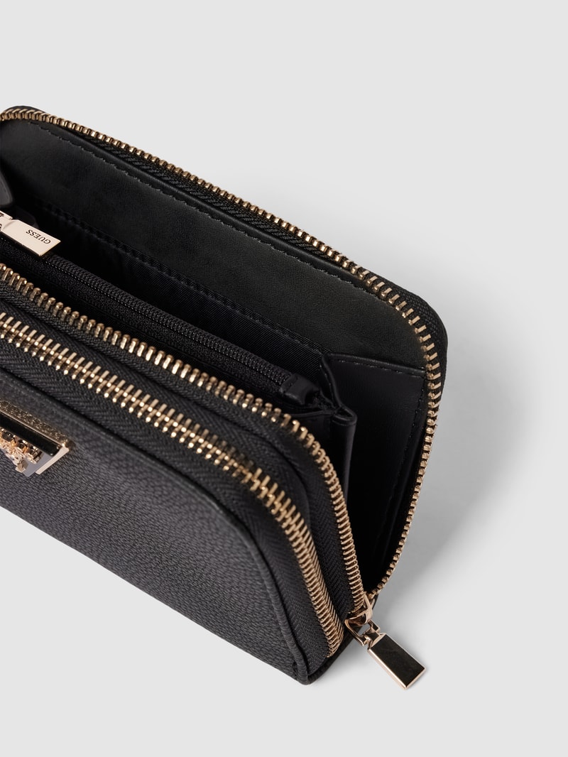 Portemonnaie mit Label-Details Modell 'MERIDIAN' in schwarz