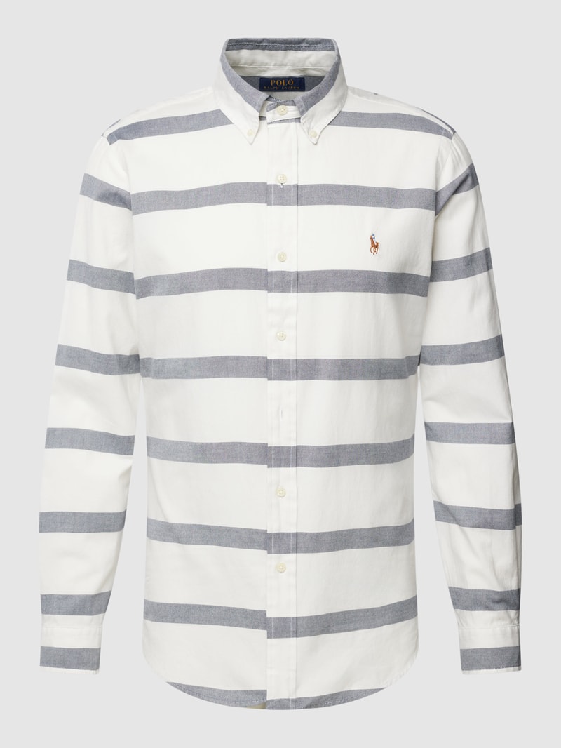 Custom Fit Freizeithemd mit Button-Down-Kragen in marineblau