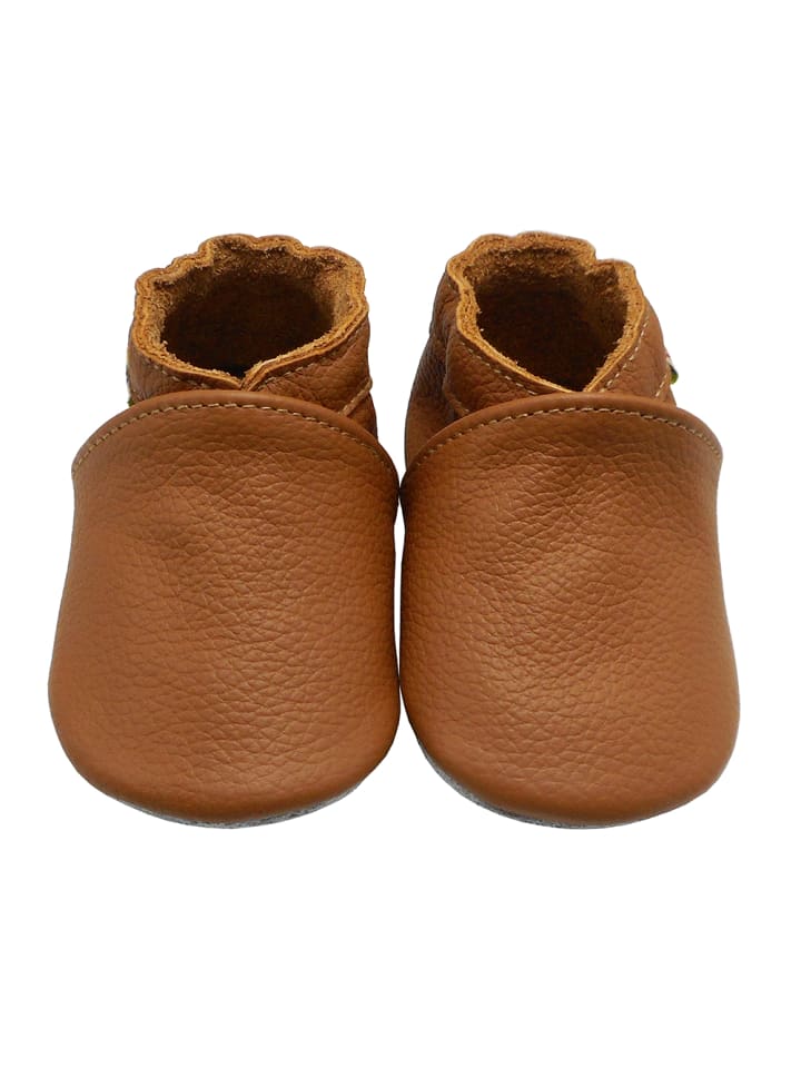 Yalion Leder-Krabbelschuhe in Cognac günstig kaufen