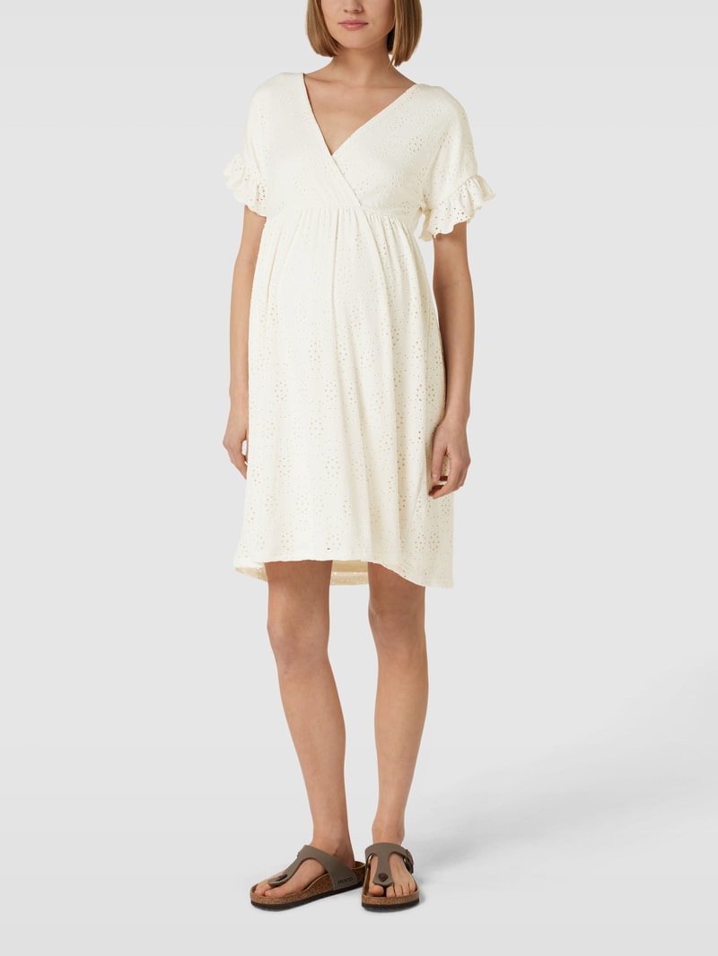 Umstands-Kleid mit Lochstickerei Modell 'Dinne Tess' in weiß
